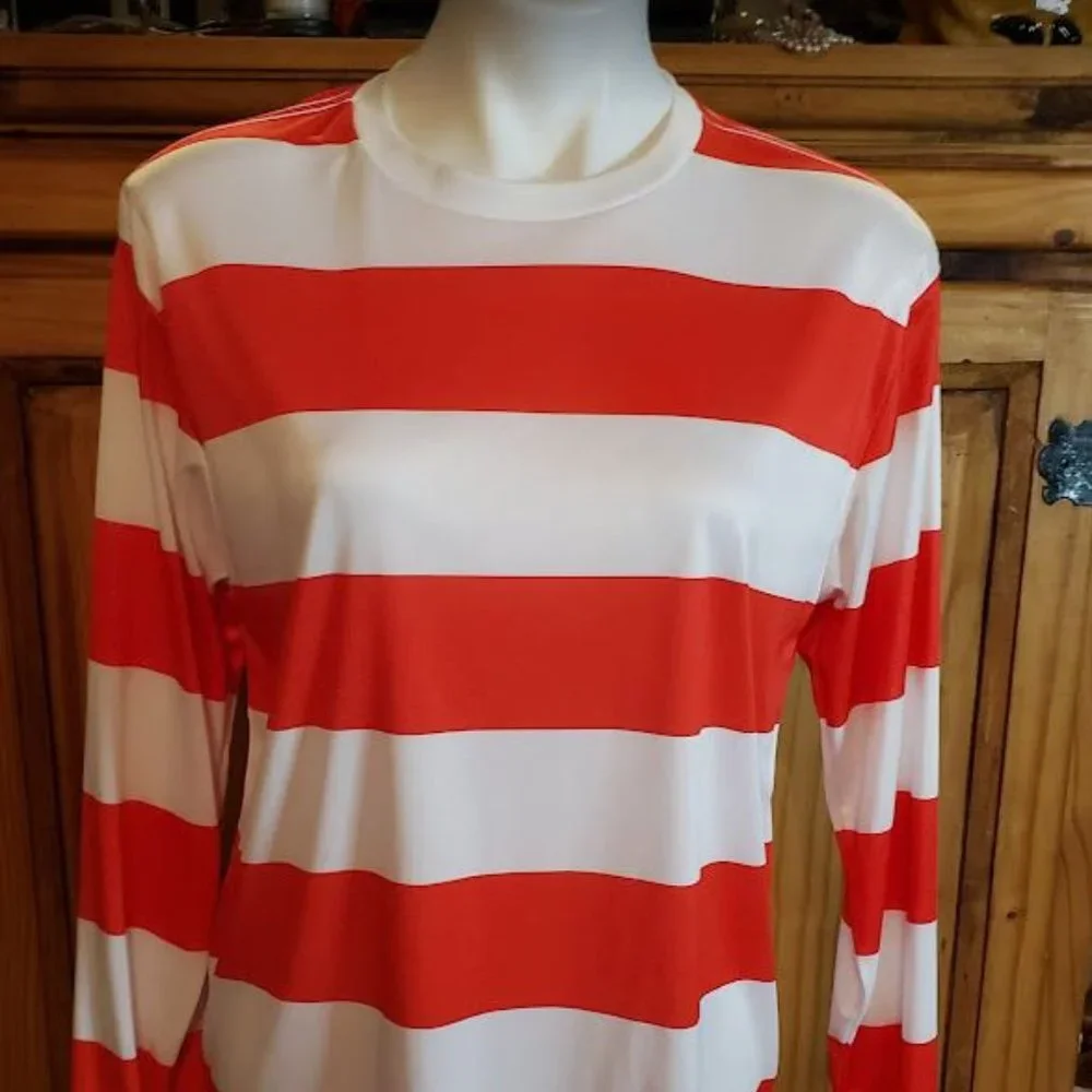 Where’s Waldo Red White stripe shirt Men's Medium Costume EUC - Picture 1 of 4